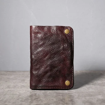 AETOO Текстурный плиссированный чантата си с ръчно рисувани в стил ретро, на един слой мъжки портфейл от телешка кожа, всекидневни деним модерен мъжки тънък se
