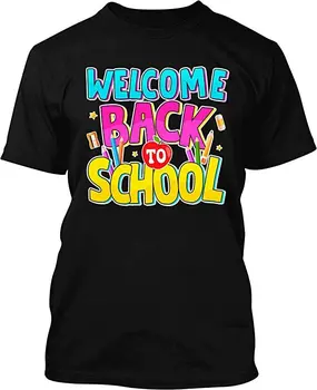 Добре Дошли обратно в Училище, Забавен Памучен Тениска с Кръгло Деколте, Мъжки Ежедневни Тениска с Къс Ръкав, Блузи, Дропшиппинг
