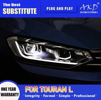 AKD Фар за VW Touran L Led Фаровете 2016-2018 Фарове Touran L DRL Указател на Завоя Светлината от Обектива на Проектора Angel Eye