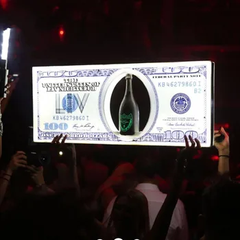 LED Светлинен 100 $ Банкнота Шампанско Glorifier Дисплей VIP Benjamin Бутилка Презентатор за Вечерни Събития Хол Бар Нощен Клуб