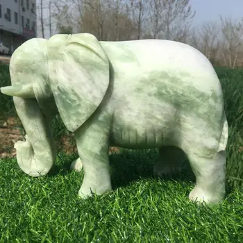 5,6 килограма-6,6 килограма Натурален Зелен Нефритови Череп на Слон са Ръчно изработени Кристална Тотем Случаен