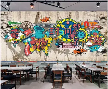 Потребителски стенопис на стената 3d тапети Анимационен doodle дървена дъска фон начало декор снимка тапети за хола