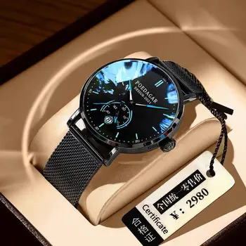 Bodega водоустойчив светещи мъжки часовник-тънки кварцов часовник с календар Seiko часовници часовници мъжки часовници