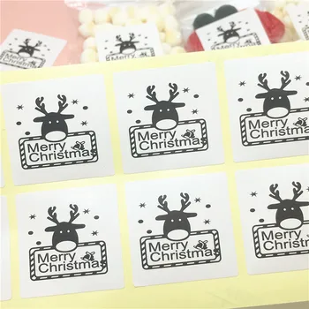 500 бр./лот Опаковъчни етикети весела Коледа Подаръци Етикети Самозалепващи Етикети 3,5*3,5 cm Бонбони/Торта Хартиени етикети