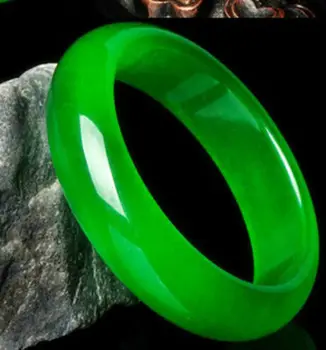 Перфектен Зелен китайски нефритови гривна ръчно изработени 58-64 мм