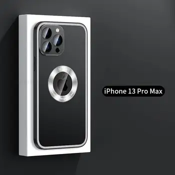 Защитно Фолио За обектив С Отвор За Логото на Метален Калъф За iPhone 13 Pro Max ултра тънък Калъф За Телефон Apple 11 12 Pro Max Противоударные Седалките
