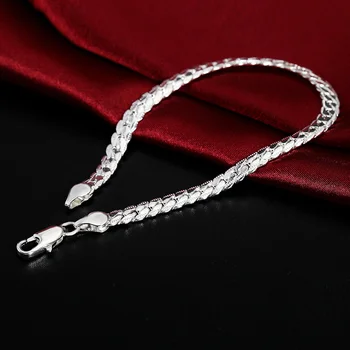 Два Цвята 925 Сребро Плосък Змия Гривна-Верига За Жени И Момичета, Най-Новите Изящни Бижута