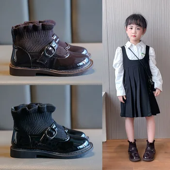 2021 г., Модни ластични чорапи, детски обувки, есенни и зимни Нови ботильоны, обувки за момичета, маратонки, детски обувки на 