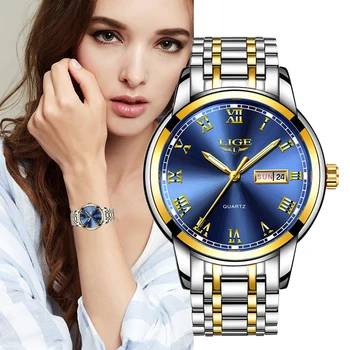 LIGE Дамски Часовници са Най-добрата Марка на Луксозни Златни Дамски Кварцов Часовник Елегантна Рокля Часовници Relgio Feminino Часовници Montre Femme Подарък