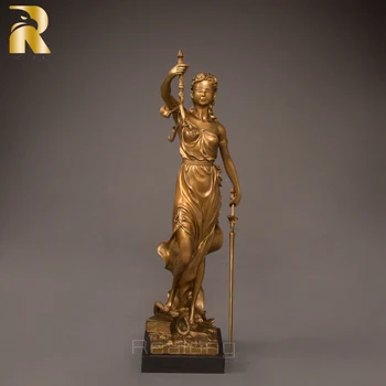 Дама на Правосъдието Бронзова Скулптура Бронзова Статуя Дама на Ръба на Мраморната База Статуя на Гръцката Богиня на Фемиды Реколта Статуетка Начало Декор