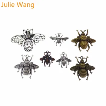 Джули Wang 7 бр. Смесени Висулки във Формата На Пчелите Антични Цвят на Джанти От Сплав Колие Закачане на Аксесоари За Изработка на Бижута