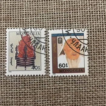 2 бр./компл. Пощенски марки Монголия 1990 г. чингис хан е Използвал Пощенски Марки с Маркировка за Колекционери