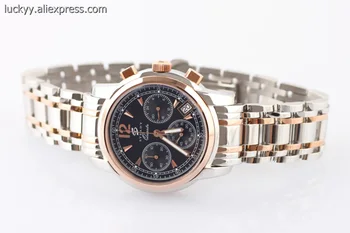 Оригиналните часовници за мъже os quartz chrono механизъм розово злато луксозни ръчни часовници мъжки часовници бизнес аналогов закопчалка-пеперуда