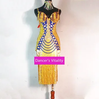 Облекло за Състезания по латиноамерикански танци За деца и Възрастни, висококачествено Секси Рокля е най-новият професионално Облекло за изпълнения
