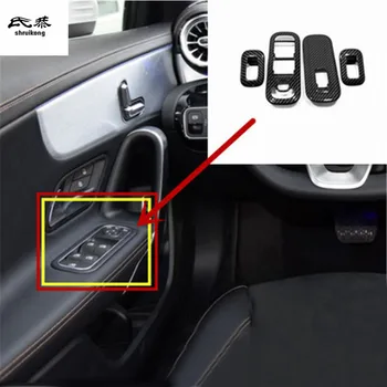 4 бр./лот ABS въглеродни влакна зърна от прозореца на колата асансьор панел обстановка капак за 2019 Mercedes Benz A200 180 автомобилни аксесоари