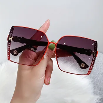 HOLTMANCE Нов 2022 Larage Квадратна Рамка Самоличността на Слънчеви Очила на Луксозната Марка, Дизайн Писмо Огледално Краката на Жените и Мъжете Слънчеви Очила с UV400