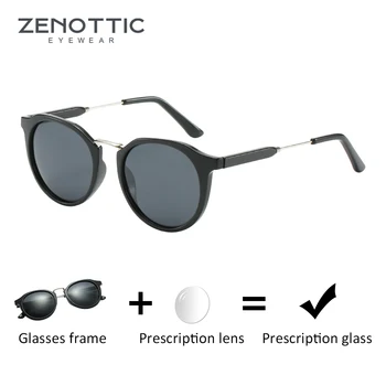 ZENOTTIC Ретро Слънчеви Очила с Рецепта Мъжки Поляризирани Оптични Слънчеви Очила за Късогледство Реколта Кръгли Бифокални Очила с Диоптриями