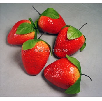 5шт Сладки Фалшиви Големи Червени апликации ягоди и Изкуствени Плодове, Домашно Празничен Кухненски Интериор