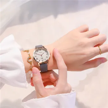 Бизнес Кръгли Кристални Римски Мини-Часовник с Циферблат, Ежедневни Ръчен Часовник С Кожена Каишка, Мода Водоустойчив Ръчен Часовник за Жени