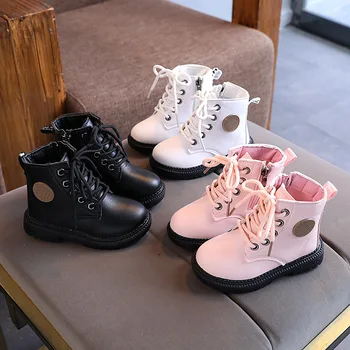 2022 г. Есенно-зимни Детски Обувки за Момичета и момчета, Детски обувки приливи и отливи, Модерен класически Ежедневни ботуши с цип с кръстосани шнур за Деца 21-30