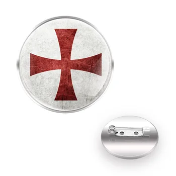 нова година подаръци за нова година Knights Templar Brooches Decoration Collar Пин Glass Convex Dome Women Men Accessories Gift