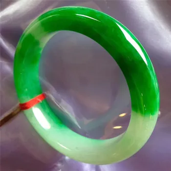 Бижута Zheru от Естествен Бирма Jadeite, Светло Зелено два цвята Гривна 54-64 мм, Елегантни Бижута Принцеса, най-Добрият Подарък за Майка си и ...