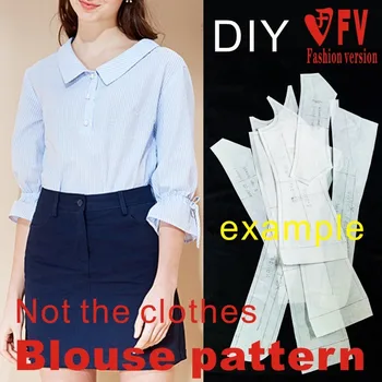 Моделът ризи със средния ръкав, дамски модни блуза, дизайн фигура 1: 1, изготвяне на чертежи за рязане на дрехи BCY-135