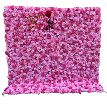 КБ декоративен свива нагоре изкуствена лента предпоставки стени рози цветя от коприна за декорация на сватбени услуги
