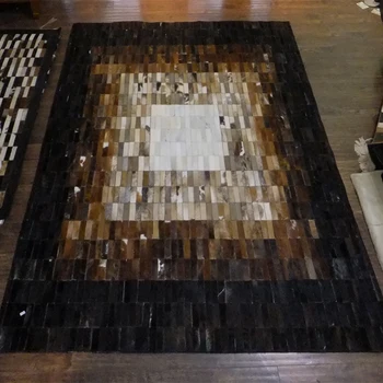 Модерен арт килим 100% натурален офис килим от естествена телешка кожа