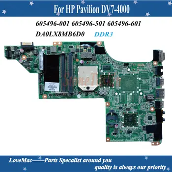 Високо качество на 605496-001 за HP DV7-4000 оригиналната дънна платка DA0LX8MB6D0 GM 605496-001 605496-501 605496-601 100% тестван